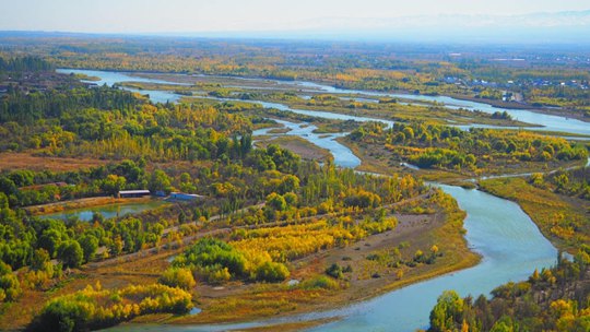 新疆伊犁河畔風景如畫 令人陶醉