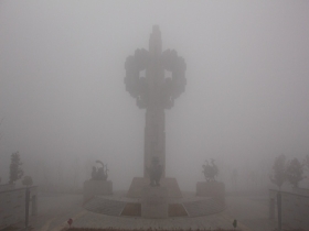 河南汝南县现大雾天气 能见度较低影响出行