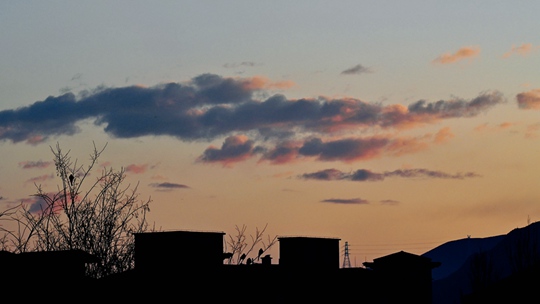 北京清晨的小美好 金橙色云朵妆点天空