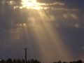 哈爾濱太陽島現“光瀑” 陽光透過云隙傾瀉而下