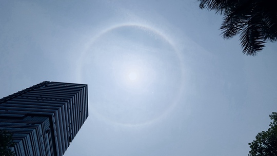  The sun "shows up", and many places in Guangdong have halo landscapes