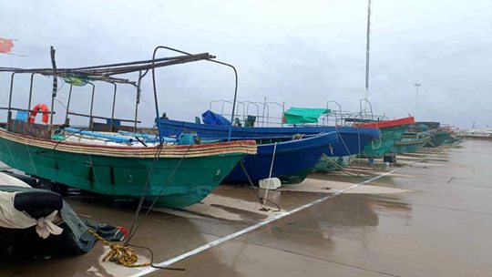 今年の台風2号「マリス」が風雨とともに海南省広東省沿海の漁船を襲い、避難所に戻った