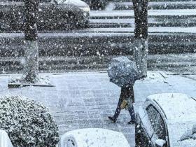 山东威海雪花纷纷 寒冷感扑面而来