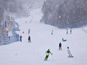 河北崇礼迎来降雪 滑雪爱好者畅享雪中乐趣