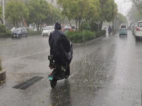 河南驻马店雨哗哗 路面湿滑影响出行