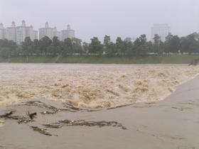 海南乐东县出现强降水 昌化江水位暴涨