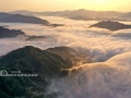 云雾围绕的寨子。广西新闻网通讯员 滚亿忠 摄