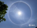 中国天气网讯 “快看，大太阳被光环围绕，好壮观！”5月5日中午，平乐、阳朔两地出现日晕奇观，太阳“自带光环”，吸引了路人的围观。（文/廖璇 图/刘婷 蒋小玲 周周）