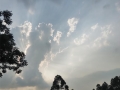 中国天气网讯 5月22日，广西贵港市城区上空呈现“丁达尔现象”，阳光从云洞中倾泻而出，仿佛光瀑一般，厚重的云朵镶嵌着金边，呈现一条条光亮的“通路”，令人惊艳。（图文/莫申萍）