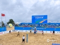 10月21-29日，第一届全国学生（青年）运动会沙滩排球赛在钦州茅尾海沙滩排球训练基地举行，图为10月29日当天比赛现场精彩瞬间。（图/何斌 文/隆宇）