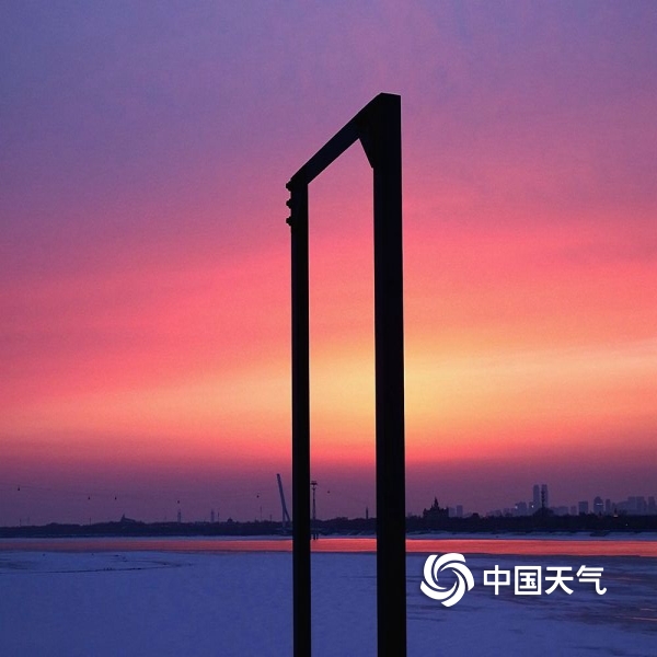 松花江雪后最美落日-图片-中国天气网