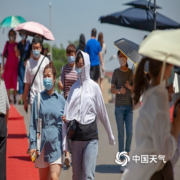 暴晒!北京迎来今年来首个高温天 街头行人清凉出行-图片-中国天气网