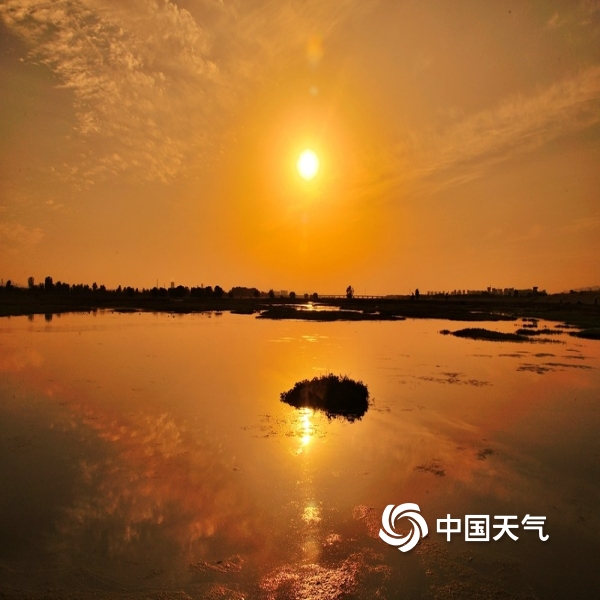 河南汝州日落时分 天地仿佛镀上一层金色滤镜-图片-中国天气网
